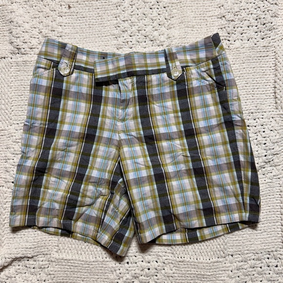 Banana Republic Pants - Y2K Banana Republic “Martin” Teal & Tan Plaid Shorts